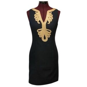 Lilly Pulitzer Black + Gold Janice Dress Shift Dress - Size 0